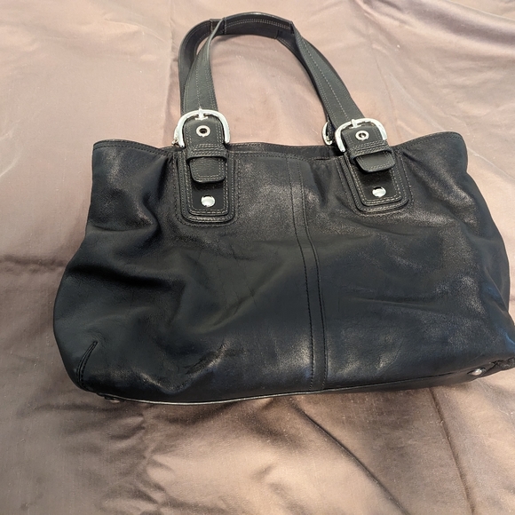 Coach Soho xl black leather carryall tote shoulder purse. - Picture 1 of 10